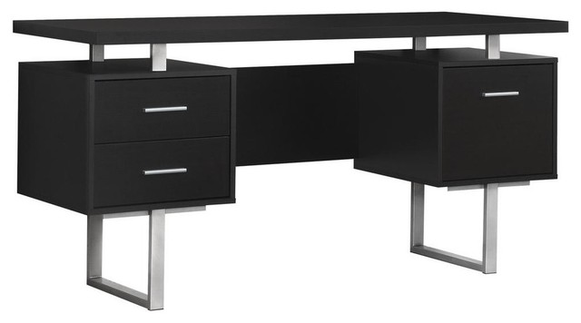 Computer Desk 60 L Silver Metal Contemporary Desks And Hutches Computer Desk 60 Cappuccino Silver Metal