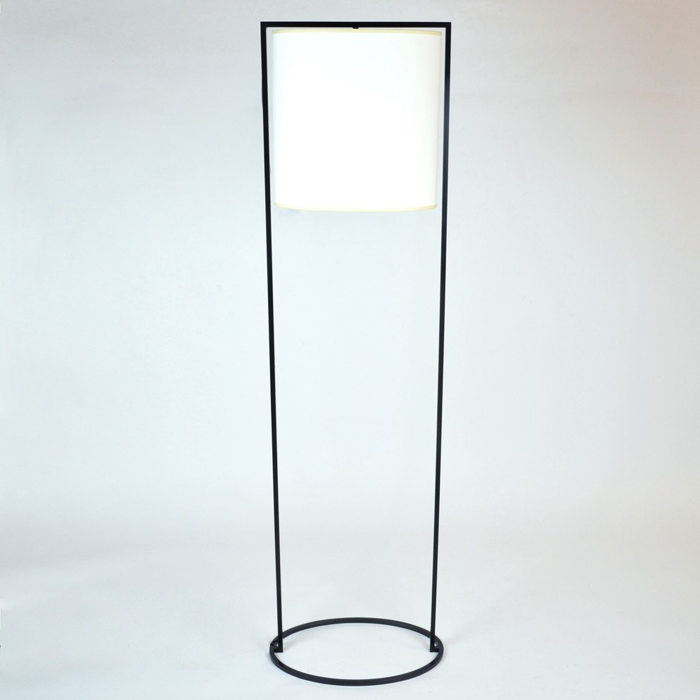 Double Rod Black Floor lamp with Oval Shade