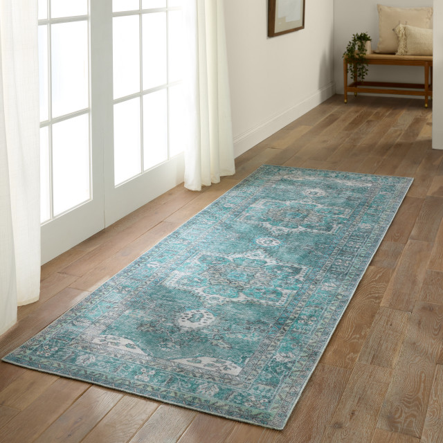 Kate Lester + Jaipur Living Tamara Medallion Teal/ Green Area Rug, 2'X3