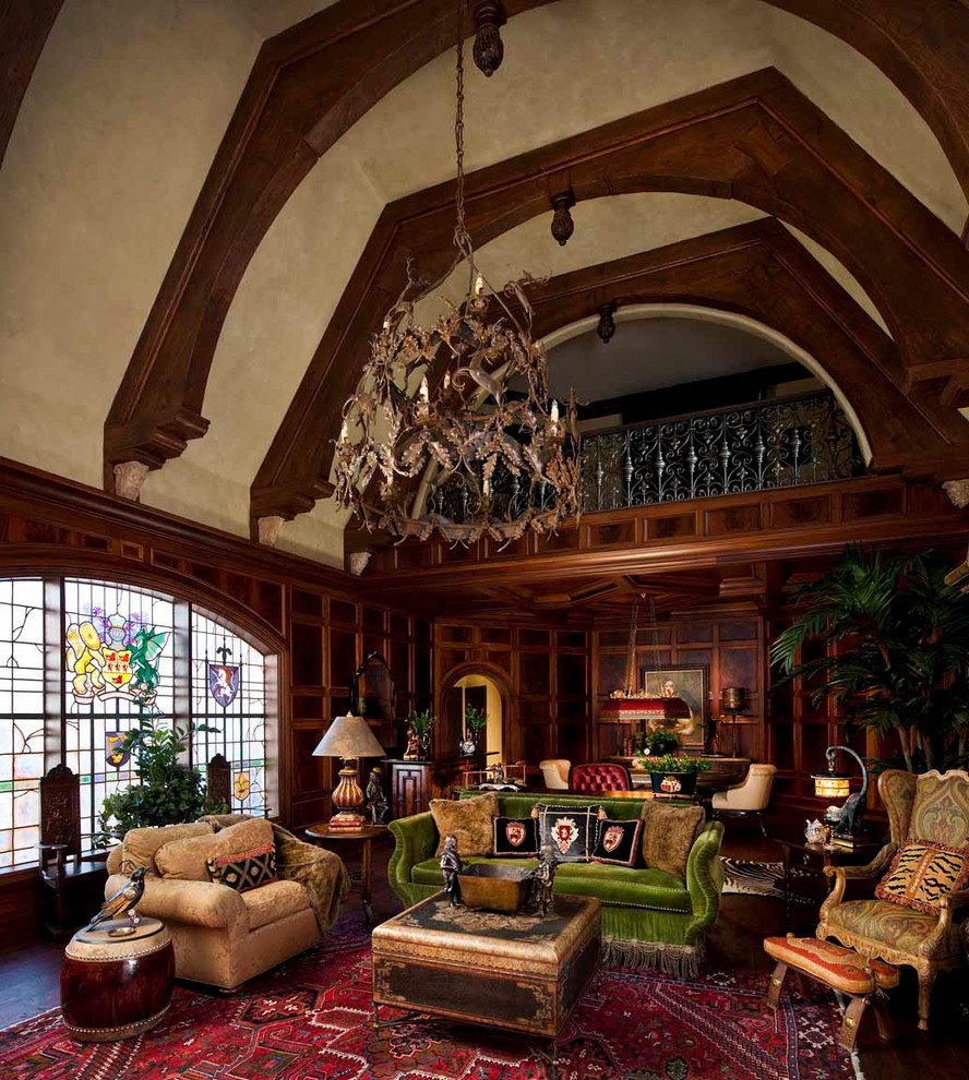 This is an example of a large traditional enclosed living room in Dallas.