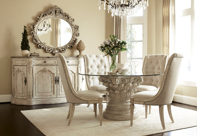 American Drew Jessica Mcclintock Upholstered Side Chair White Veil