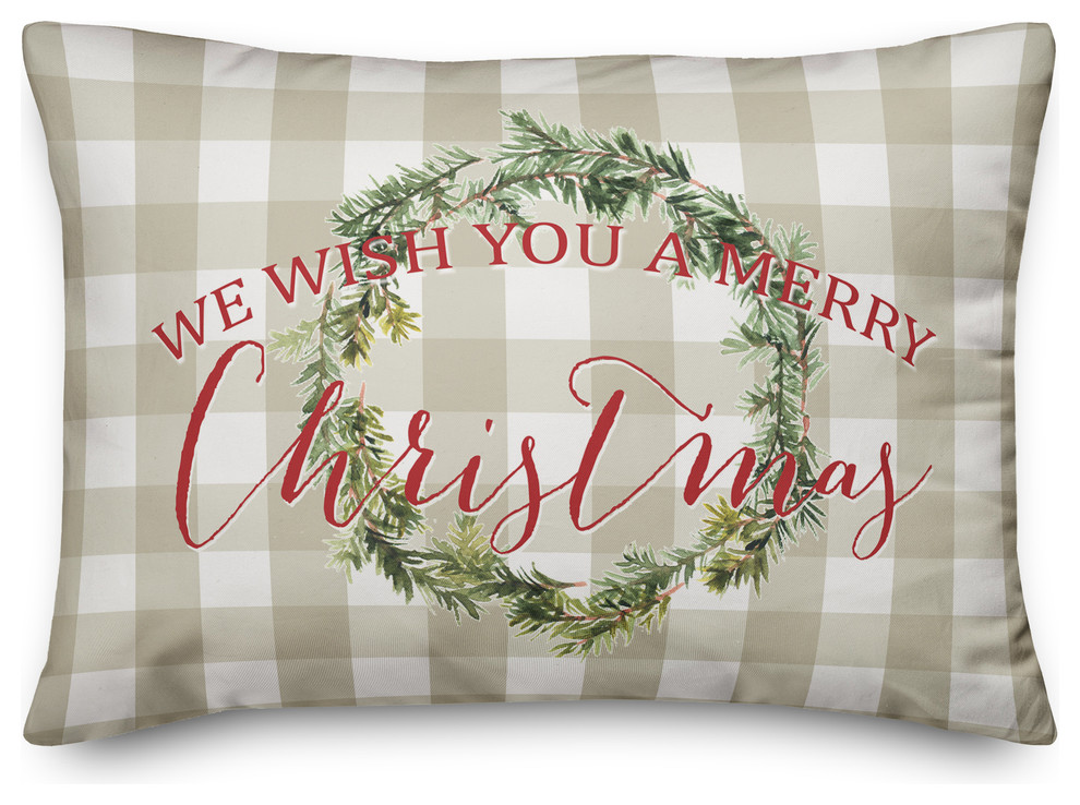 We Wish you a Merry Christmas Lumbar Pillow, 14"x20", 14"x20" Contemporary Decorative