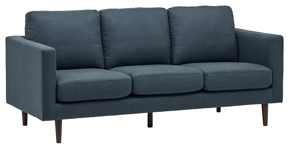 Modern Sofa, Tall Tapered Legs and Upholstered Seat With Square Armrest