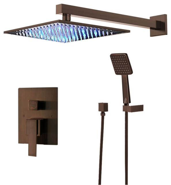 Oil Rubbed Bronze Shower System With Shower Head and Hand Shower