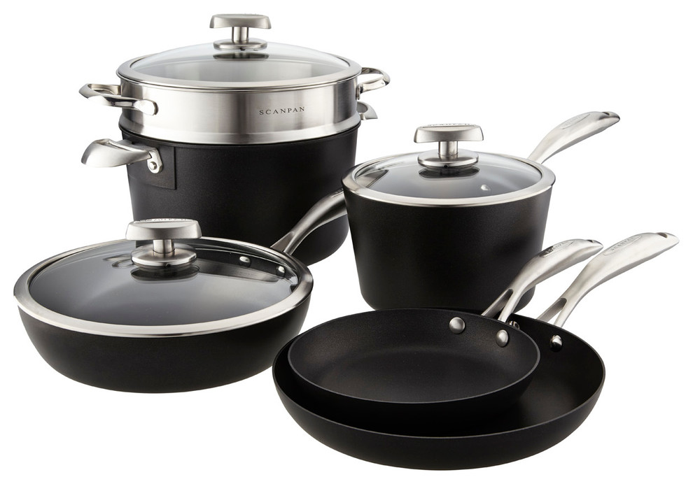 Scanpan Pro IQ 9 Piece Cookware Set Contemporary Cookware Sets by
