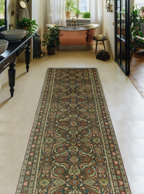 Semi-Antique Bertram Beige Rug, 3'1 x 12'0 - Mediterranean - Hall And ...