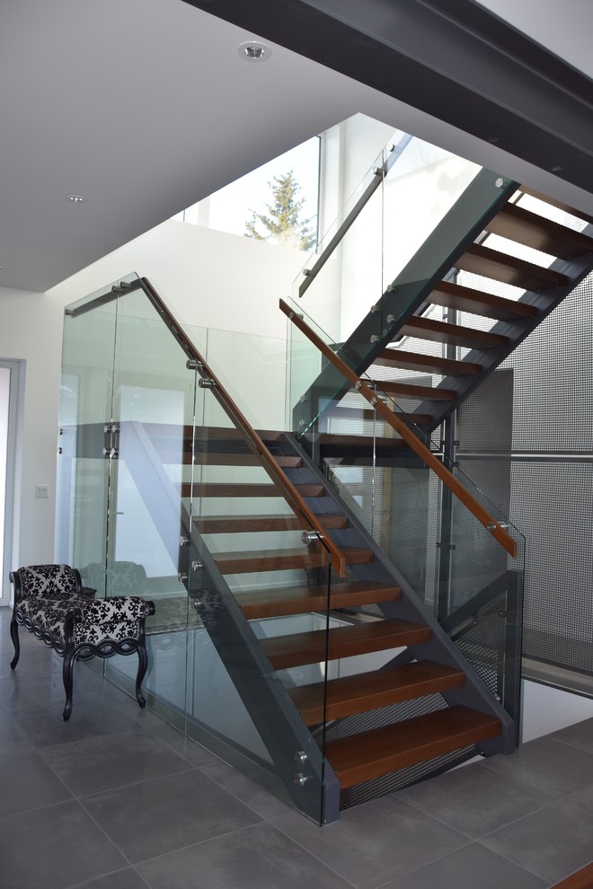 Railing Glass Modern Staircase Edmonton by Wholesale Bevel