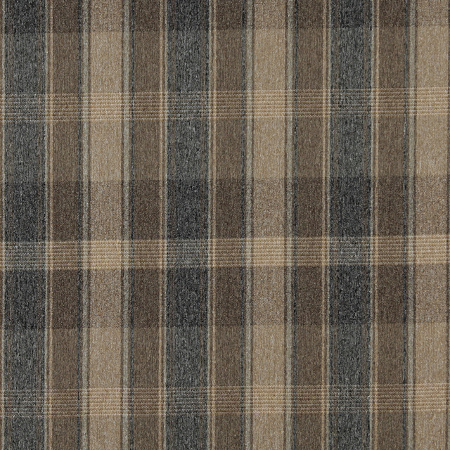 Dark Blue And Beige Large Plaid Country Tweed Upholstery Fabric By The Yard