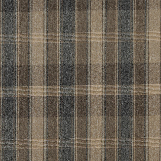 Dark Blue And Beige Large Plaid Country Tweed Upholstery Fabric By The
