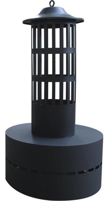 Hy C Flt Flame Tower Fire Pit Black Transitional Fire Pits