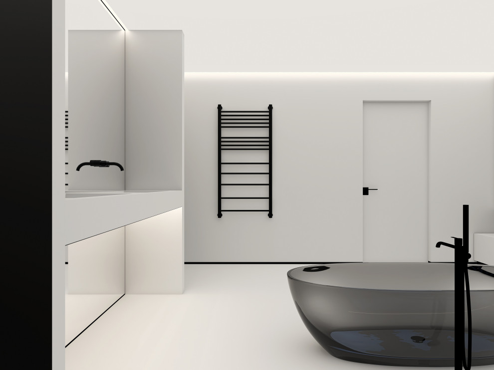 Представляем вам наш проект ванной комнаты с камином и панорамным зеркалом. Глав