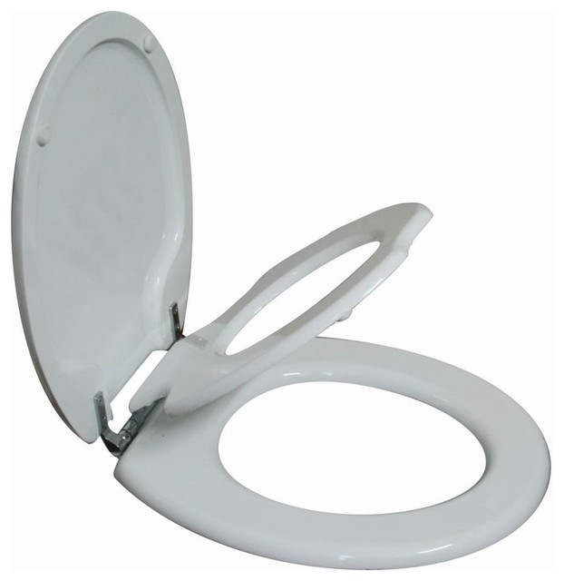 TinyHiney Round Child and Adult 2 in 1. Chrome Hinge Toilet Seat Contemporary Toilet Seats