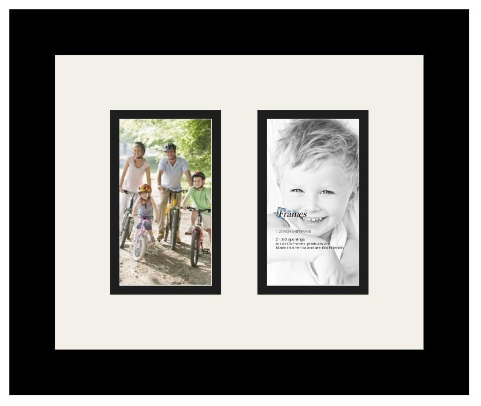 Arttoframes Collage Photo Frame With 2 3x5 Openings And Satin Black