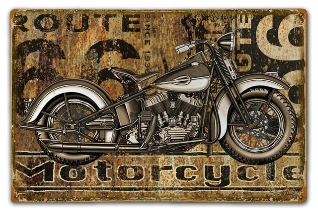 Route 66 Vintage, Classic Metal Sign - Traditional - Metal Wall Art - by  Legend Studio | Houzz