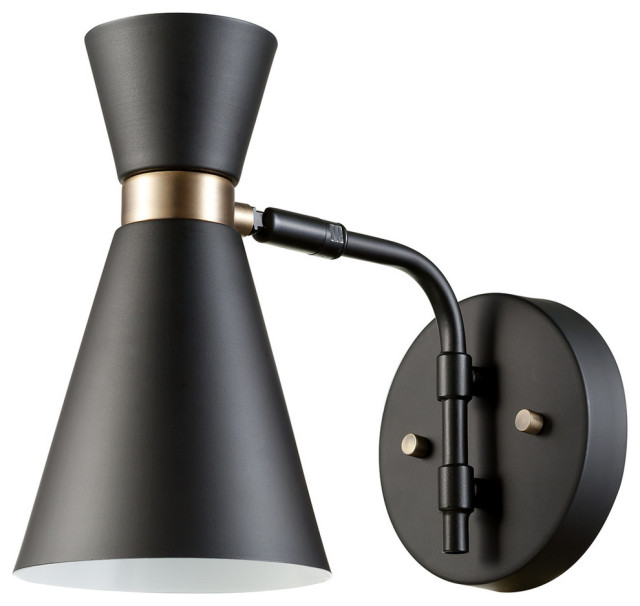 Belmont 1-Light Black and Gold Wall Sconce