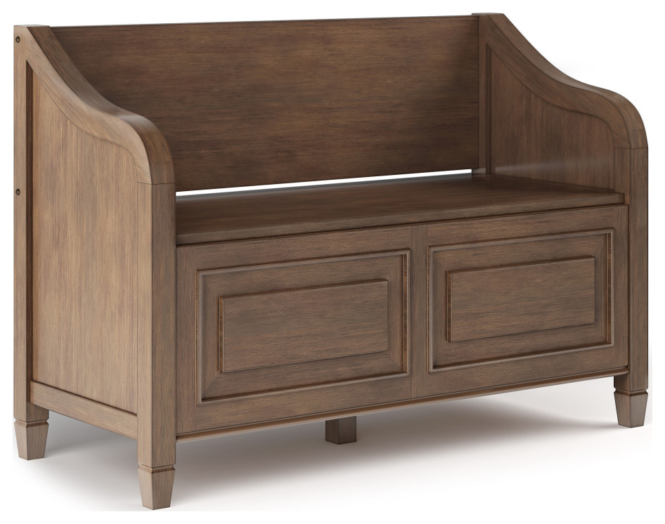 Connaught Solid Wood Entryway Storage Bench Transitional Accent And