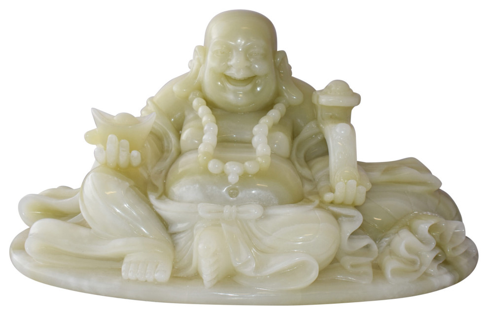 Buddha Statue Large Made of Jade Size 22" x 9" x 11"H Asian