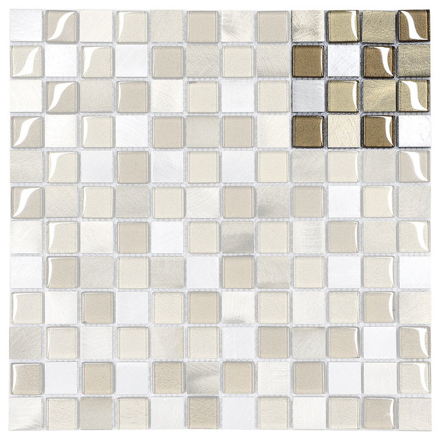 Brown Metal Glass Modern Kitchen Backsplash Tile Sample Brown Metal Glass Modern Kitchen Backsplash Tile Sample Contemporary Mosaic By