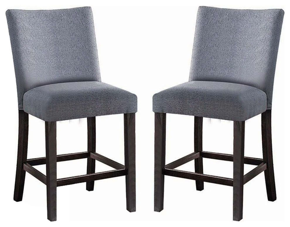 Set of 2 Fabric Counter Height Chair, Grey/Weathered Espresso