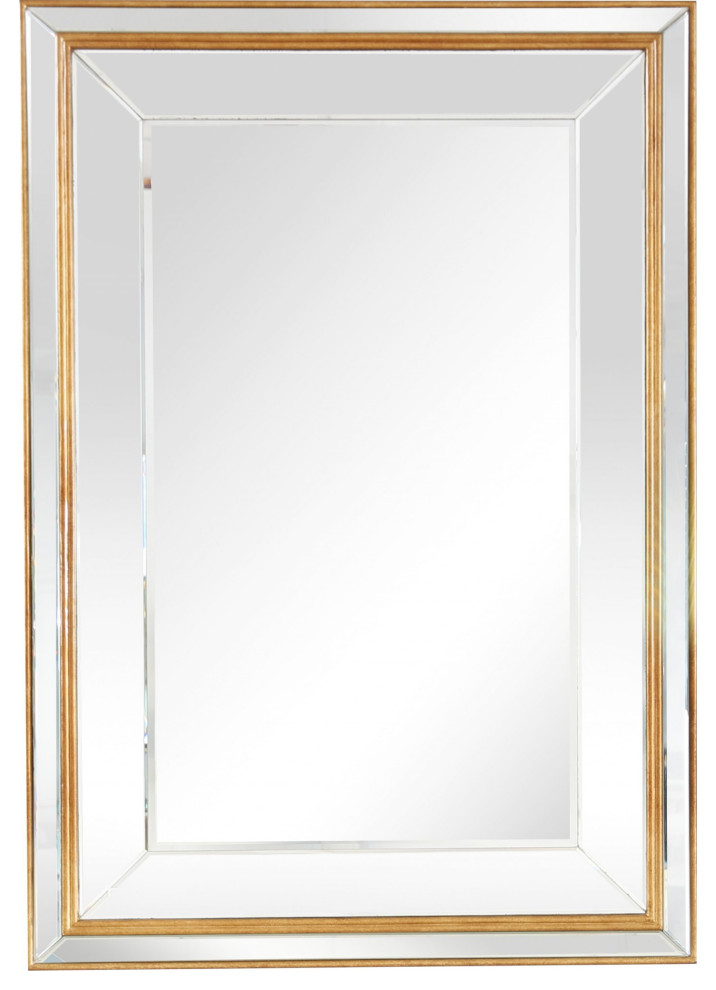 Antiqued Gold Finish Wall Mirror Contemporary Bathroom Mirrors by