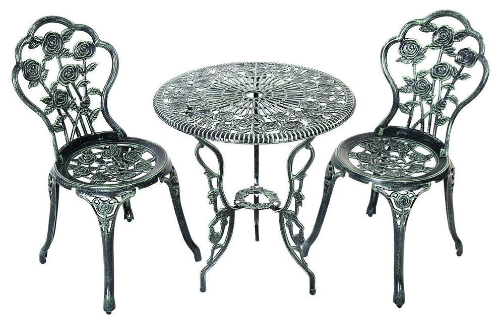 3-Piece Bistro Set, Garden Round Table and Chairs - Traditional