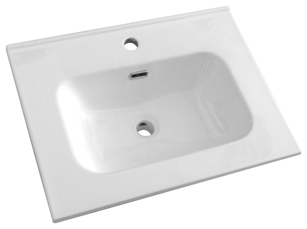 Ceramic Single Bathroom Vanity Top w/ Sink Contemporary Vanity Tops