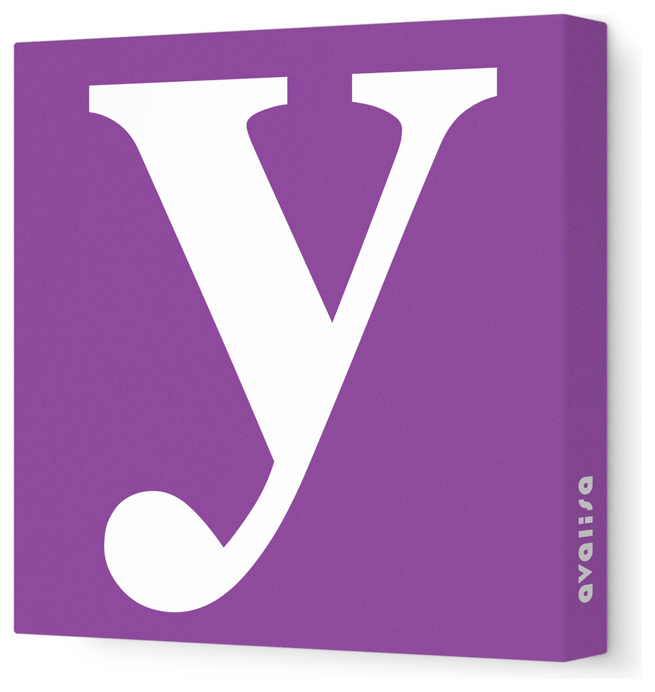 Letter - Lower Case 'y' Stretched Wall Art, 12" x 12", Purple