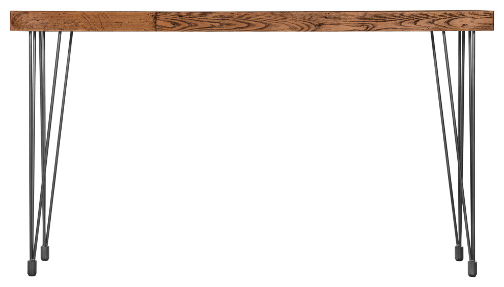 Boneta Rustic Industrial Brown Console Table with Iron Legs