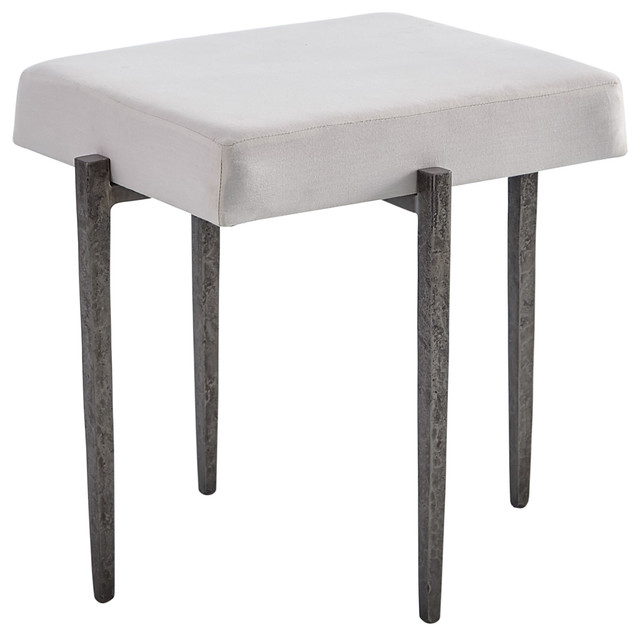 Laforge Bench Natural Iron With Muslin, Naples Vanity Bench