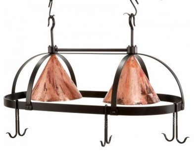 Stone County Ironworks Oval Dutch Lighted Pot Rack - Copper Shades