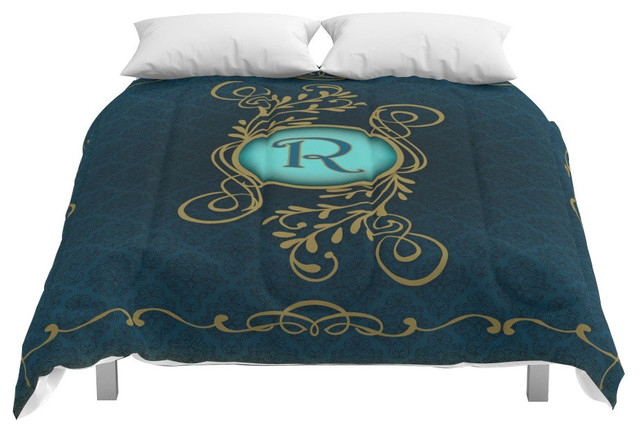 Monogram R Comforter Traditional Comforters And Comforter Sets
