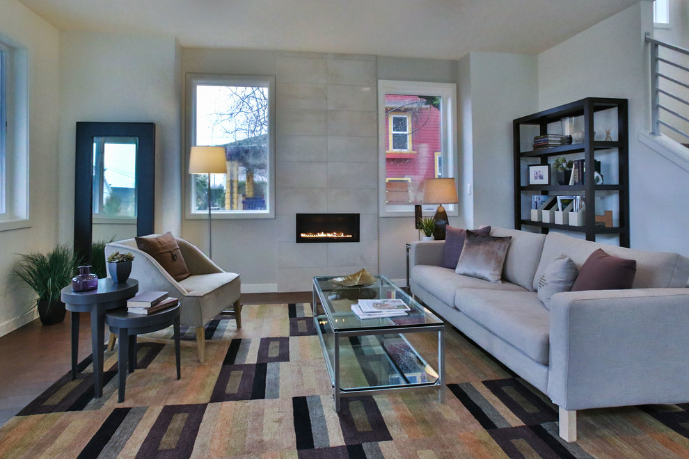 This is an example of a modern living room in Portland.
