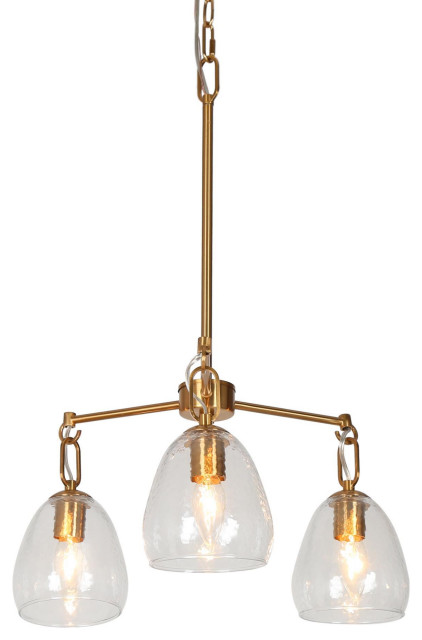 LNC 3-Light Polished Gold Linear Modern/Contemporary LED Indoor Chandelier