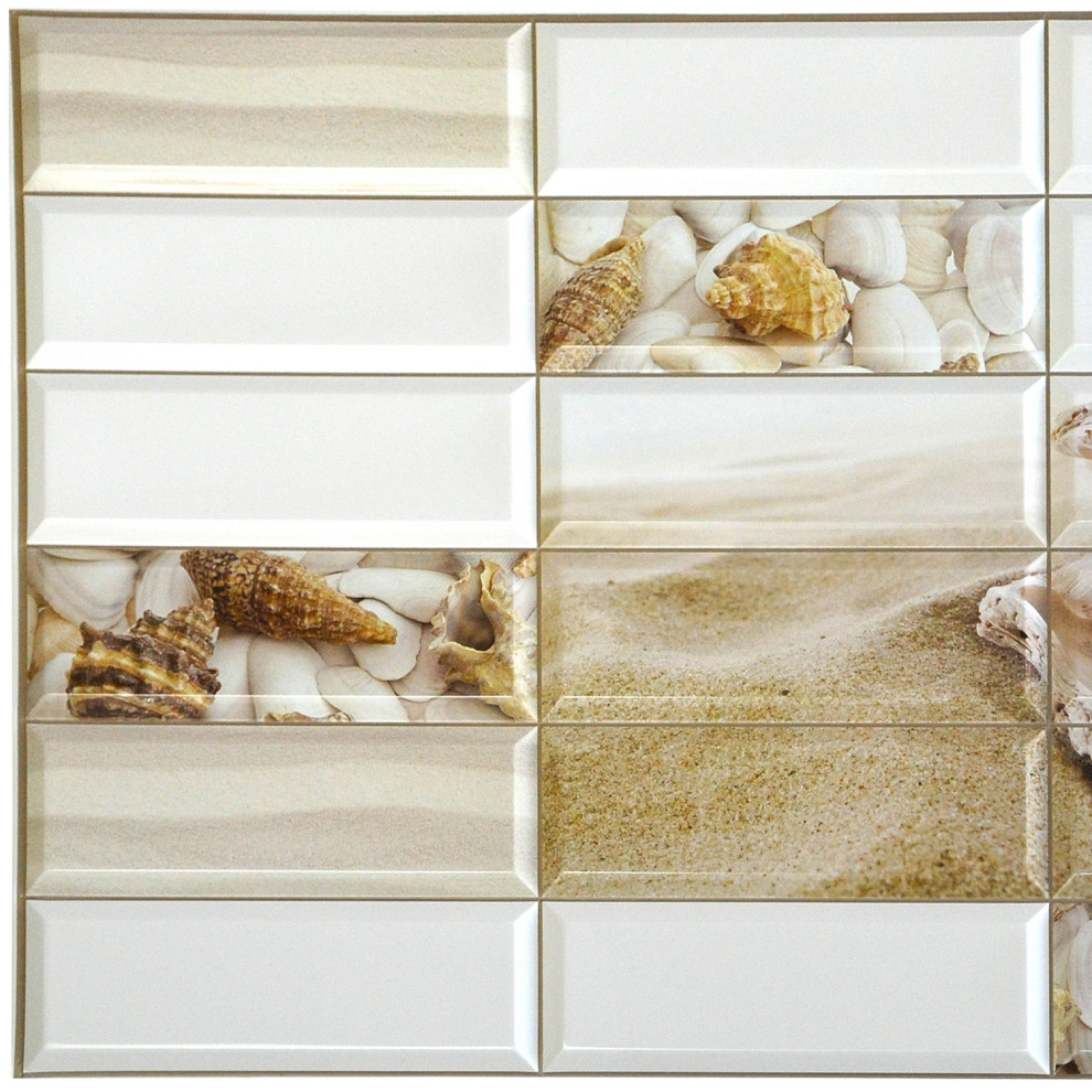White Pearl Shells 3D Wall Panels, Set of 5, Covers 25.6 Sq Ft