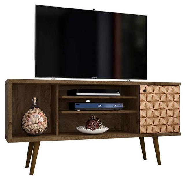 Mid Century Modern Tv Stand Media Cabinet 5 Shelf 1 Door Rustic Mid Century Modern Tv Stand Media Cabinet 5 Shelf 1 Door Rustic Brown Midcentury Entertainment Centers And Stands By Modhaus Living