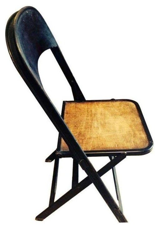 Pre-owned Vintage Steel & Wood Folding Chair