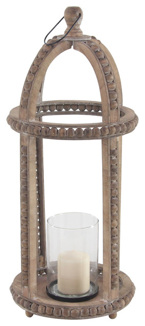 Round Beaded Crown Wooden Candle Lantern Farmhouse Candleholders By Brimfield May