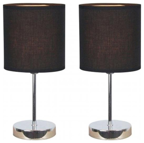 All The Rages LT2007-BLK-2PK Simple Designs Chrome Mini Basic Table Lamp with