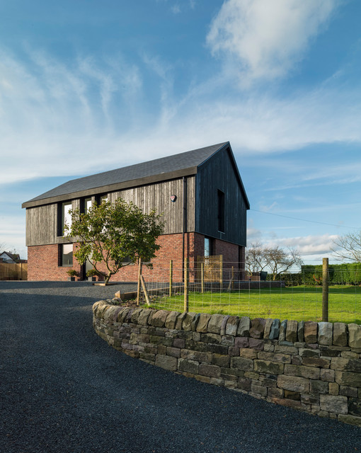 Low energy timber framed home trendy-hus-og-facade