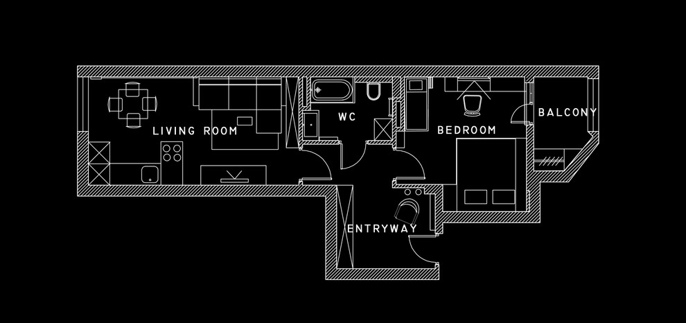 Яркий интерьер на 44 метрах