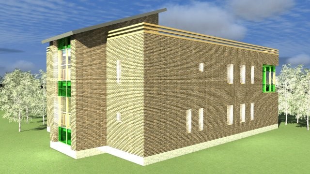 Кирпичный двухэтажный жилой дом