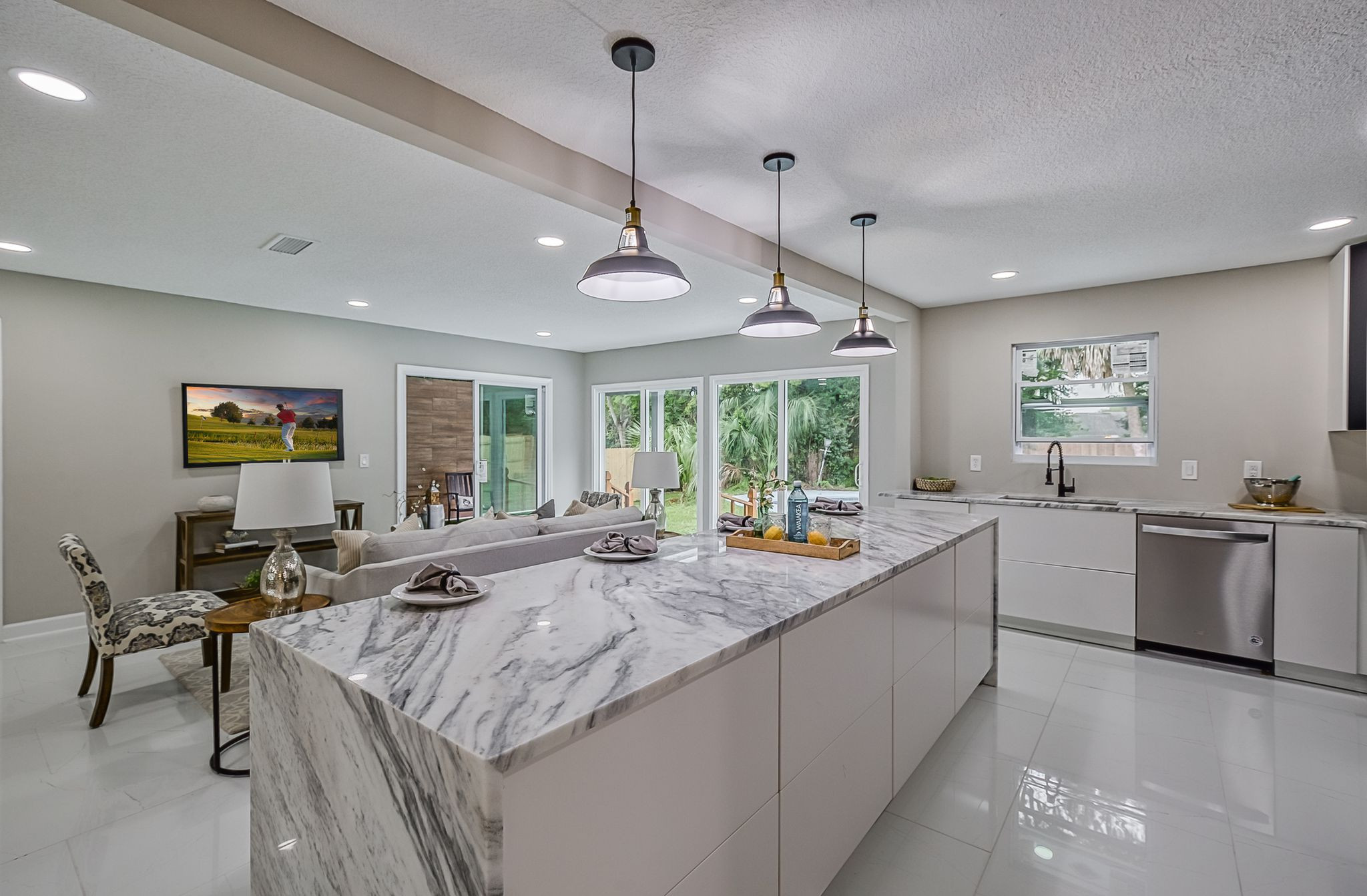 Rustic Kitchen with Painted Black Island - Crystal Cabinets