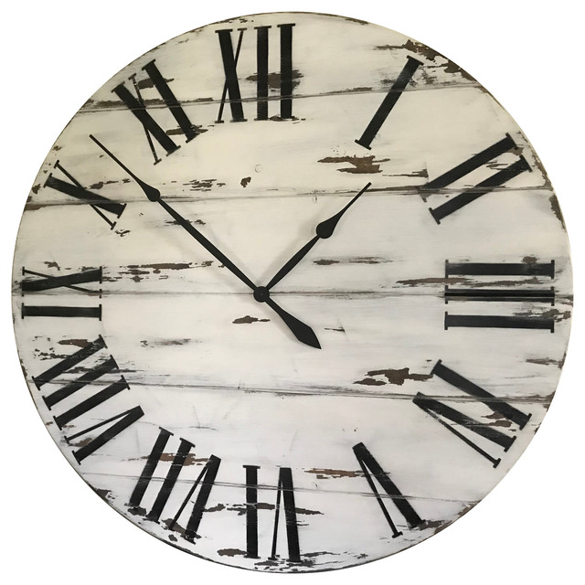 42" Oversized Distressed Wall Clock Farmhouse Wall Clocks by Hazel Oak Farms