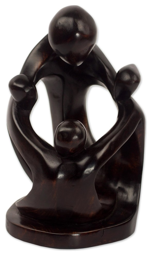 Mothers Children Wood Sculpture Ghana Contemporary Decorative Objects And Figurines By Novica