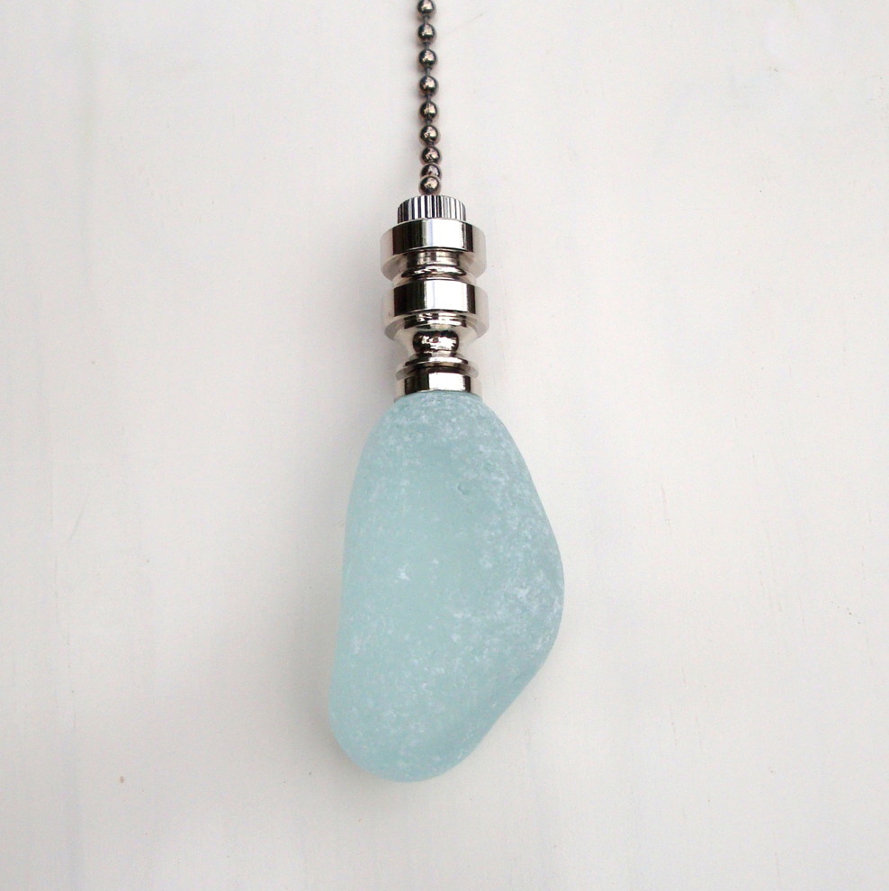 Recycled Sea Glass Stone Fan Pull Hardware