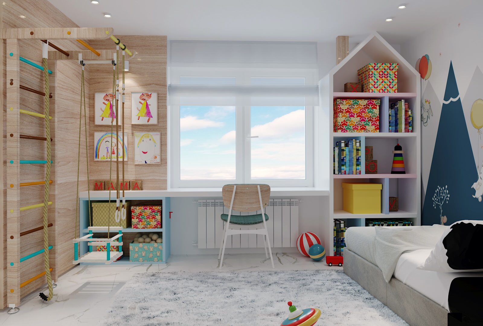 Светлые,минималистичные с сочными зелеными акцентами интерьеры