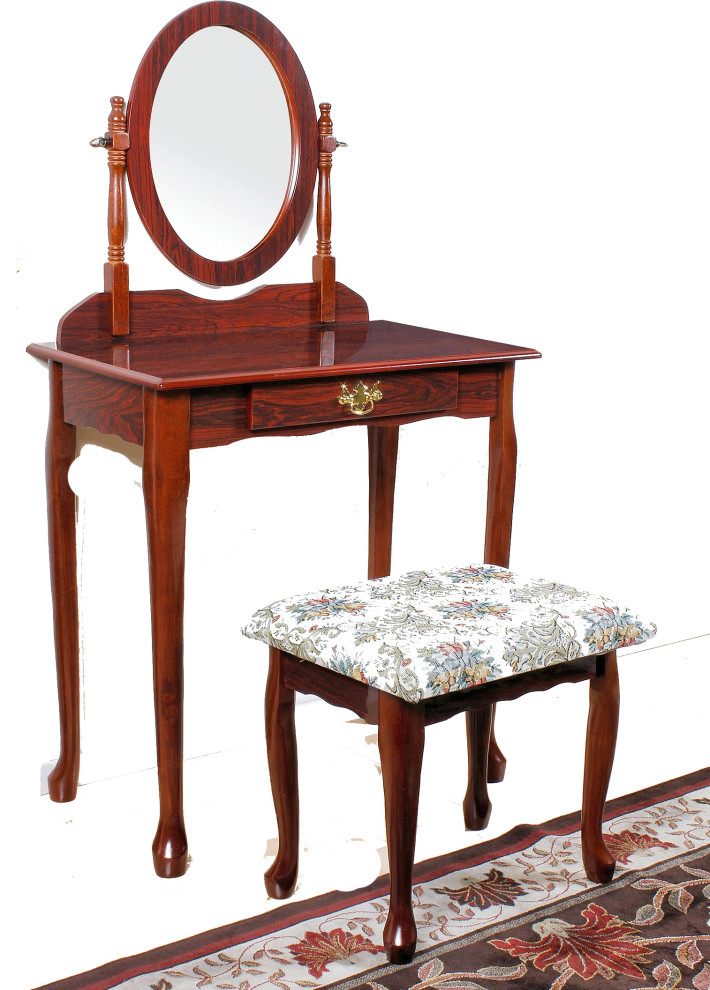 29 x 18 x 49 cherry queen anne vanity set traditional bedroom