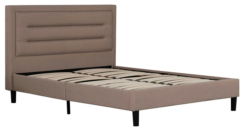 Olivia Upholstered Platform Bed, Queen Midcentury Platform Beds