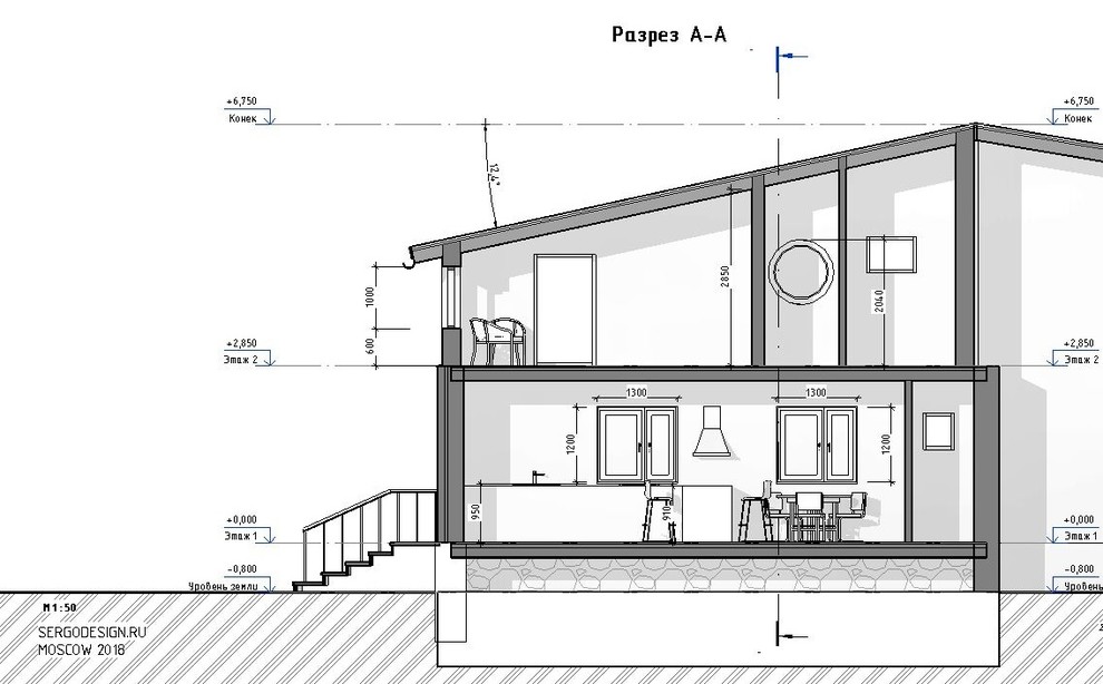 Реконструкция индивидуального дома. Разрез