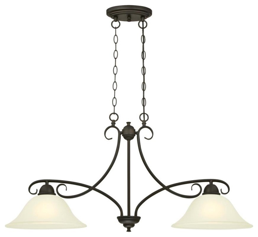 Westinghouse Dunmore 2Lt Island Pendant, Oil Rubbed Bronze, Frosted